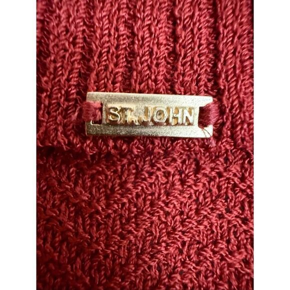 St. John Rustic Orange Wool Blend Santana Knit Collared Sweater Top Size L - Picture 6 of 11